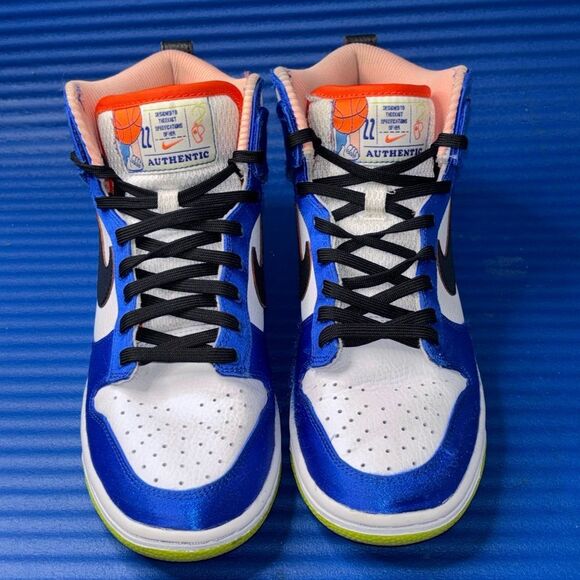 Size 8- Women’s Nike Dunk High Satin RacerBlue/White/Black DV2185-100 - Picture 4 of 8